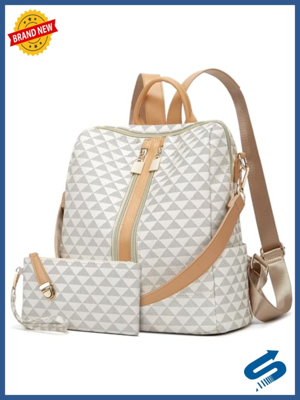 PU Leather Travel Satchel Handbag Convertible Backpack Purse 2 Piece